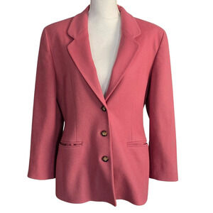 Vintage 90s Laura Ashley Pink Wool Blazer Tailored Fit UK 14 US 10 UK Made